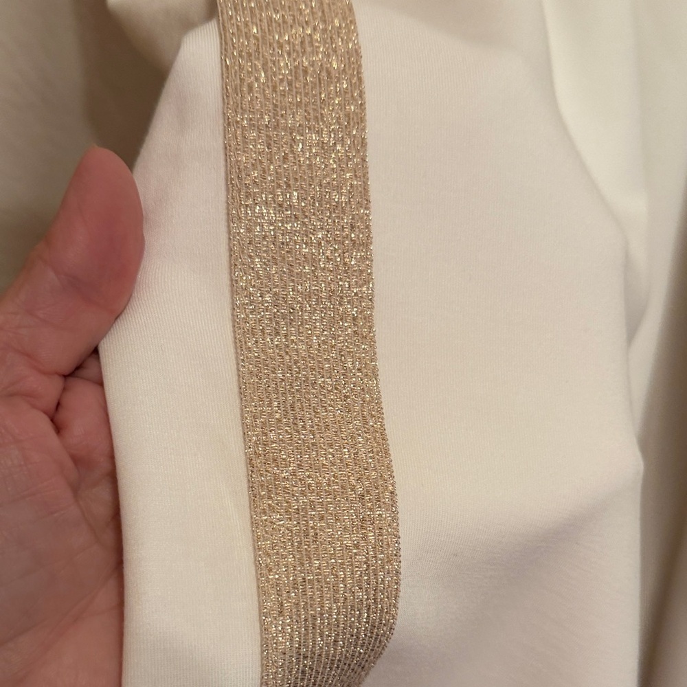 πββοΈπββοΈπββοΈBOGOHOπββοΈπββοΈπββοΈCream Wide-Leg Lounge Pants with Gold Side Stripe - Picture 6 of 12
